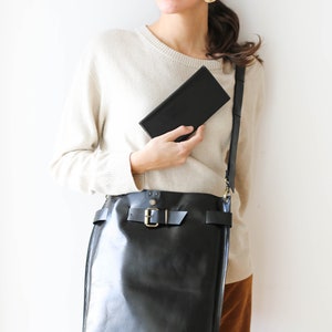 Handmade Large Leather Backpack, Black Leather Backpack, Glossy leather purse, Leather Laptop Backpack, Qisabags image 4