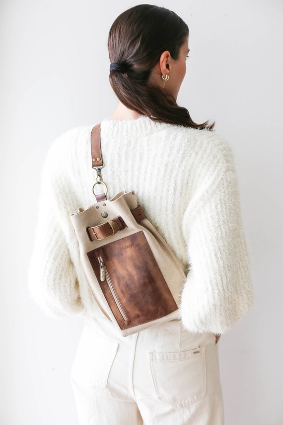designer leather sling backpack Gramercy Sling, Chocolate Leather by WaterField Designs, Leather Bag, Men's Leather Sling Bag, Sling Leather, Bags Made in USA to choice for commuting Womens Leather Chest Sling Bag