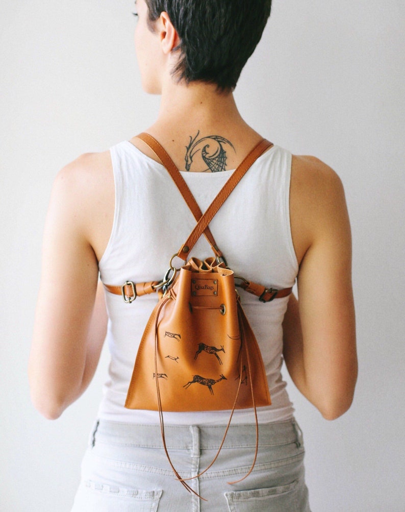 Mini Backpack Small Backpack Mini Backpack Purse Brown Etsy