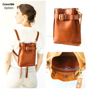 Small Leather Purse Cross Body, Brown Leather Purse, Bags and Purses, Leather Bag women, Backpacks for Women image 6