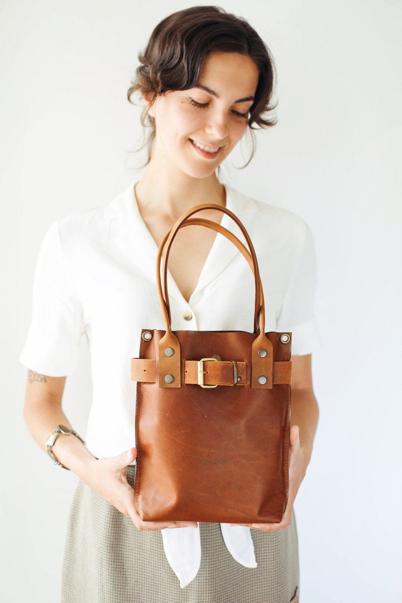 Brown Leather Bag, Leather Handbag, Leather Crossbody Bag, Leather Shoulder Bag, Brown Handbag, Bucket Bag image 6