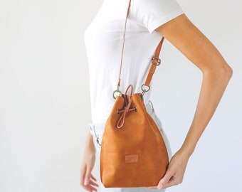 Leather Bucket Bag, Small Leather Bag, Leather Cross Body Bag, Brown Handbag, Leather Gift, Brown Bucket Bag