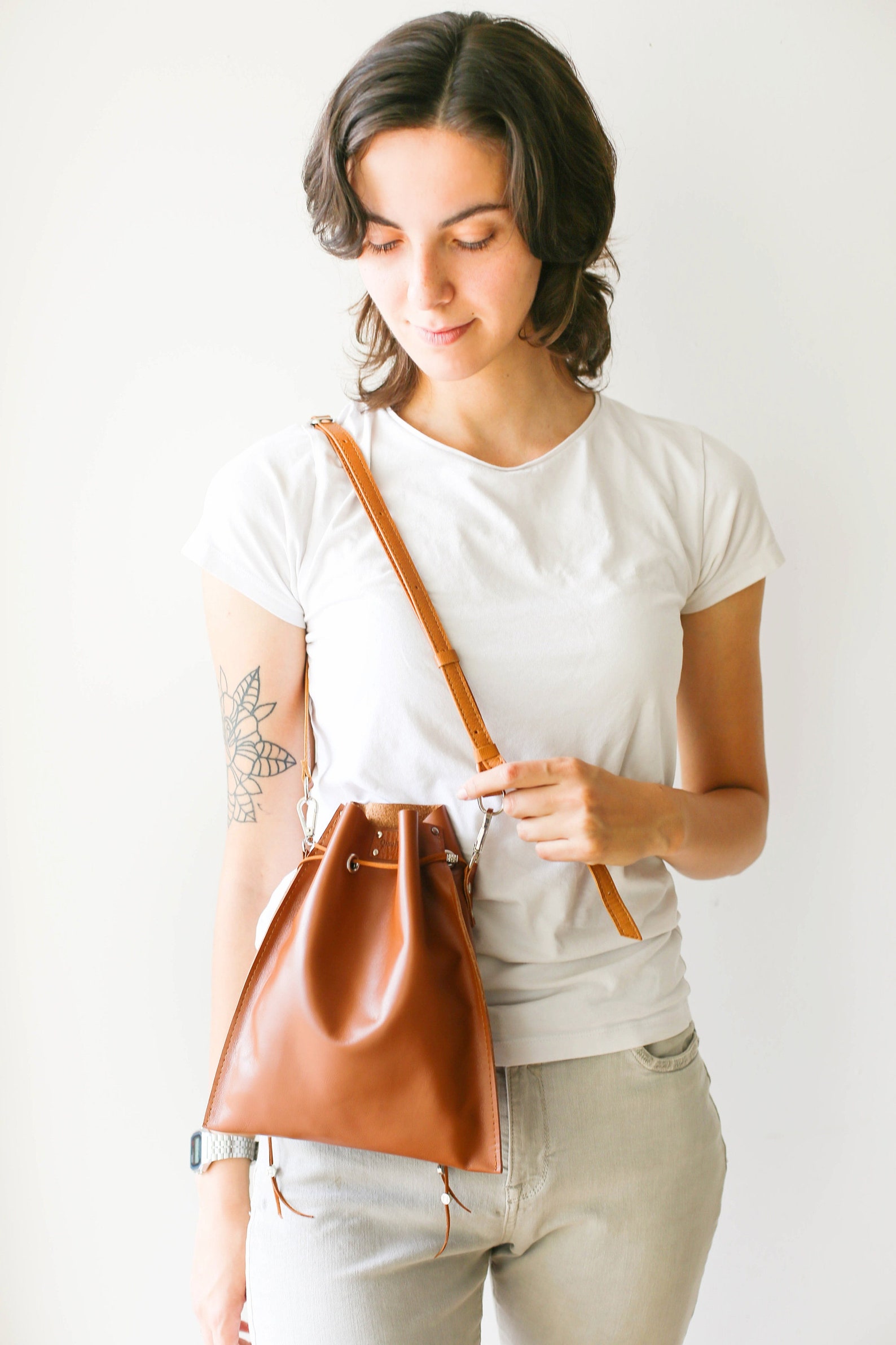 Leather Bucket Bag Brown Leather Crossbody Bag Custom Etsy