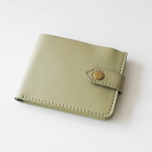 Cartera de cuero verde oliva, carteras de cadena, cartera de cuero bifold, cartera para hombre o mujer