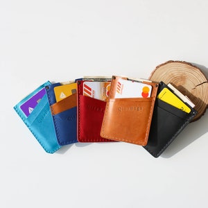 Portafogli piccoli in pelle, porta carte di credito in pelle, regalo per lei, regalo in pelle, portafoglio sottile, regalo per fidanzato, portafoglio carta