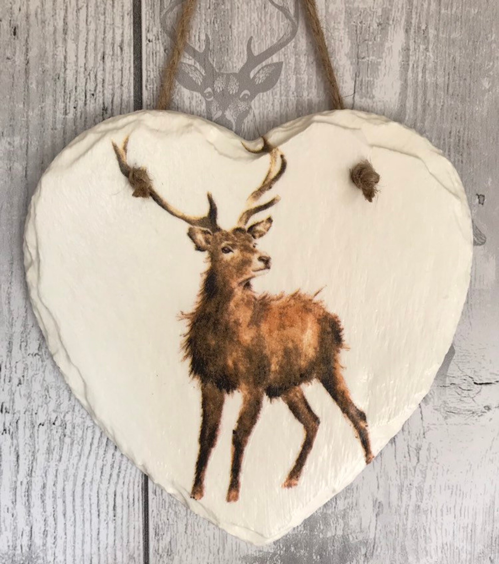 Stag hanging hearts stag home decor hanging heart Etsy