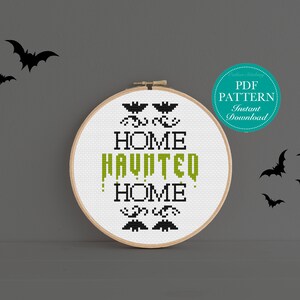 Counted Cross Stitch Pattern Home Haunted Home Halloween Cross Stitch ...
