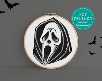 Counted Cross Stitch Pattern - Spooky Pattern, Horror Art, Horror Cross Stitch, Gothic, DIY Cross Stitch, Horror Decor