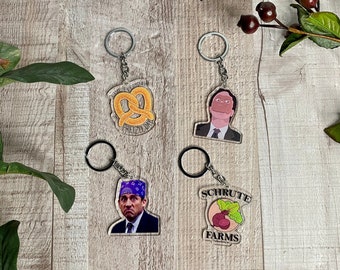 Clear Acrylic Keychain - Office Fan Keychain | TV Show Keychain | Iconic Office Key Tag | Schrute Farm Keychains | Dunder Mifflin | Dundees