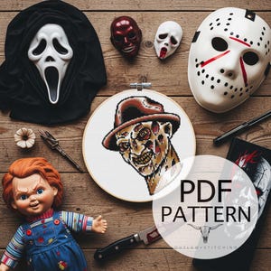 Counted Cross Stitch Pattern - Spooky Pattern, Horror Art, Horror Cross Stitch, Gothic, DIY Cross Stitch, Horror Decor