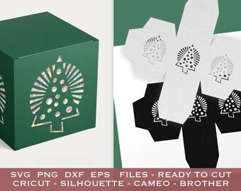 Christmas Box Digital Download for Cricut & Silhouette (Includes 6 Different Downloads in PNG SVG PDF eps dxf), Treat Box, Ornament Box