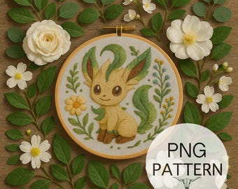 Embroidery PNG Template - Pocket Monster Stitch Template, Elemental Characters, Monster Embroidery, Hand Stitch Embroidery Template