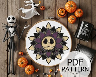Counted Cross Stitch Pattern - Jack Flower Cross Stitch Pattern, Christmas Cross Stitch, Halloween Cross Stitch Pattern, DIY Cross Stitch
