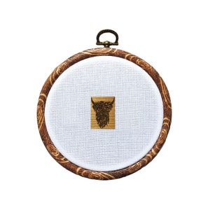 Wooden Needleminder - Long Haired Cow, Highland Cow, Magnetic, Needle Minder Holder, Cross Stitch, Cross Stitch Tools, Cross Stitch Supplies