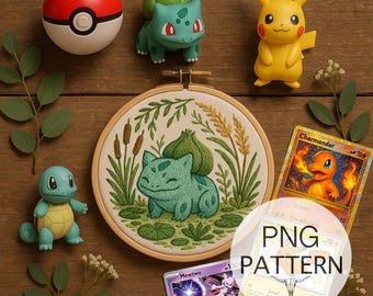刺繍ファイル: 第一世代スターター (フシギダネ、ヒトカゲ、ゼニガメ
