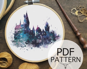Counted Cross Stitch Pattern - Cross Stitch Pattern, Magic Pattern, Wizard, Witch, Spells, Castle, Warlock