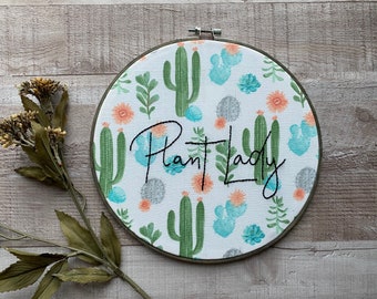 Plant Lady Embroidery Art | Succulent Wall Decor | Botanical Decor | Plant Lover Gift | Cactus Wall Art