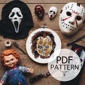 Counted Cross Stitch Pattern - Spooky Pattern, Horror Art, Horror Cross Stitch, Gothic, DIY Cross Stitch, Horror Decor