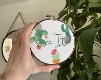 Succ It Cactus Embroidery Art | Funny Plant Decor | Sarcastic Plant Gift | Subversive Silly Unique Gift | Plant Lover Gift