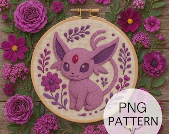 Embroidery PNG Template - Pocket Monster Stitch Template, Elemental Characters, Monster Embroidery, Hand Stitch Embroidery Template