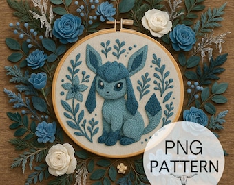 Embroidery PNG Template - Pocket Monster Stitch Template, Elemental Characters, Monster Embroidery, Hand Stitch Embroidery Template