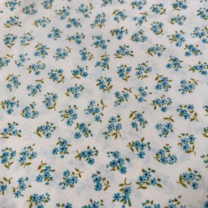 Blauer Baumwollstoff mit Blumenmuster - Quilting, Nähen, Vintage-Stoff, Kleiderstoff, Taschen, Kleidung, Botanicals