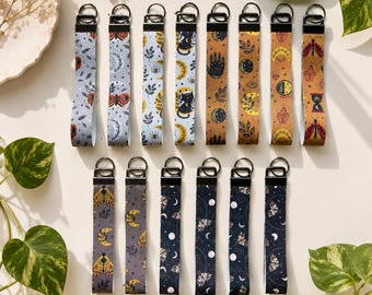 6” Handmade Faux Leather Wristlet | Vegan Leather Keychain | Key Fob Holder | Stylish Vegan Key Fob Holder | Mushroom Lanyard for Keys