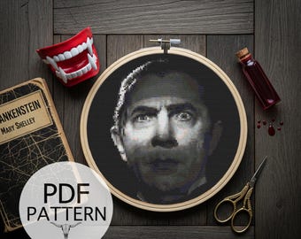 Counted Cross Stitch Pattern - Dracula, Classic Horror, Movie Creature, INSPIRED by Brahm Stoker, Halloween, Modern Cross Stitch, Fibre Art