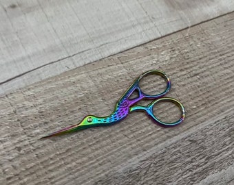 Embroidery Scissors - Cute Embroidery Scissors, Stork Scissors, Fancy Gold Scissors, Rose Gold Scissors, Rainbow Scissors, Thread Cutter