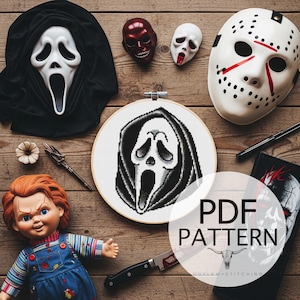 Counted Cross Stitch Pattern - Spooky Pattern, Horror Art, Horror Cross Stitch, Gothic, DIY Cross Stitch, Horror Decor