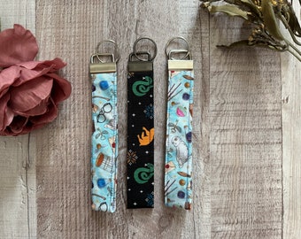 Handmade 6" Cotton Wristlet Lanyard | Keychain for Keys, ID, Small Pouch | Durable Key Fob Holder | Unique Gift | Fabric Lanyard