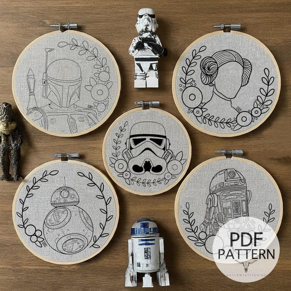 Embroidery PDF Pattern Set - Full Stitch Guide Embroidery, Fiber Art, Wall Hanging, DIY Stitch, Star Art, Space Art, Stitch Guide, Trilogy