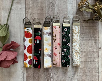 Handmade 6" Cotton Wristlet Lanyard | Keychain for Keys, ID, Small Pouch | Durable Key Fob Holder | Unique Gift | Fabric Lanyard