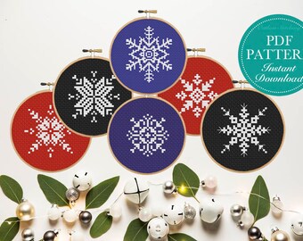 Counted Cross Stitch Pattern Set - Holiday Ornament, Snowflake, Cross Stitch, Guide, Pattern Set, Cross Stitch Set
