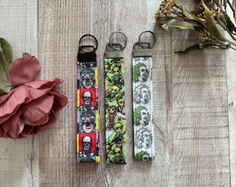Handmade 6" Cotton Wristlet Lanyard | Keychain for Keys, ID, Small Pouch | Durable Key Fob Holder | Unique Gift | Fabric Lanyard
