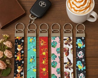 6” Handmade Faux Leather Wristlet | Vegan Leather Keychain | Key Fob Holder | Stylish Vegan Key Fob Holder | Monster Lanyard for Keys | Poke