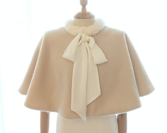 Cape mariage beige, étole mariage beige, châle mariage beige, cape mariée beige