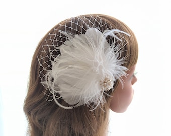 Pince à cheveux mariage plumes blanc, pince mariage plumes, accessoires des cheveux mariage plumes