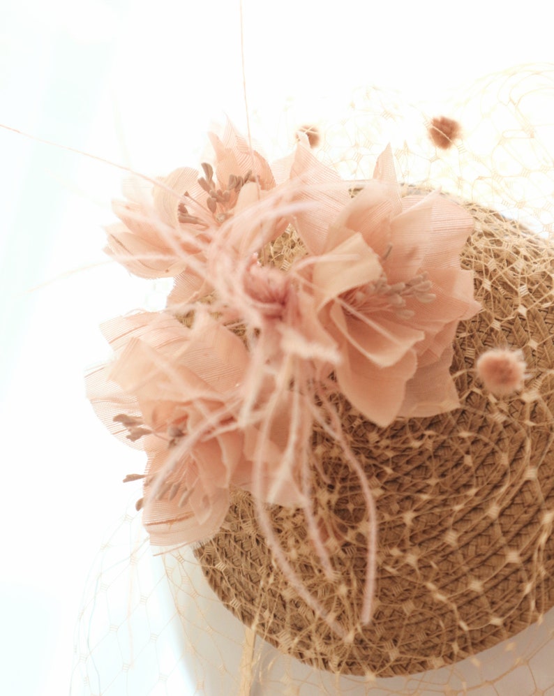 Bibi mariage, bibi rose, bibi mariage rose, bibi chapeau mariage rose fleurs, chapeau bibi mariage rose, petit chapeaux mariage fleurs, image 5