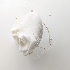 Wedding veil hat, wedding veil fascinator, ivory wedding fascinator, bridal veil hat, wedding veil hat fascinator image 5