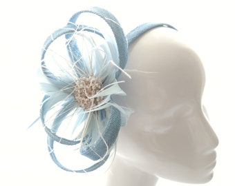 Bibi mariage, bibi bleu, bibi mariage bleu, serre-tête bibi mariage , bibi serre-tête mariage bleu, bibi de cérémonie bleu