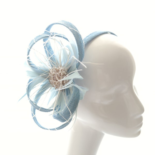 Bibi mariage, bibi bleu, bibi mariage bleu, serre-tête bibi mariage , bibi serre-tête mariage bleu, bibi de cérémonie bleu