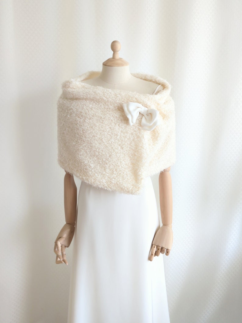 Vanilla wedding stole, ivory wedding stole, wedding shawls, wool stole, wedding scarf, wedding shawl, bridal scarf image 2