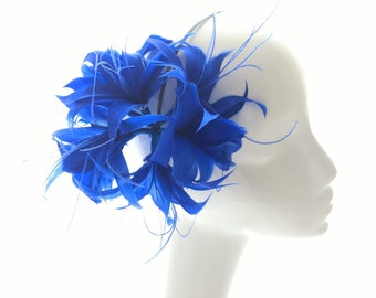 Bibi mariage, bibi blue roi, chapeau mariage bleu, bibi mariage bleu, bibi chapeau invité, bibi mariage plumes, bibi chapeau bleu