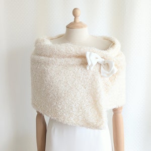 Vanilla wedding stole, ivory wedding stole, wedding shawls, wool stole, wedding scarf, wedding shawl, bridal scarf image 5