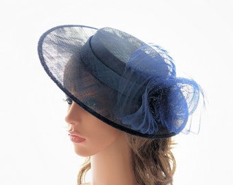 Blue wedding hat, ceremony hat, dark blue wedding hat, dark blue ceremony hat, dark blue wedding fascinator