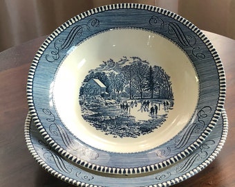 Royal China Currier & Ives Early Winter Cereal Bowls