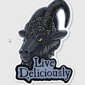 Live Deliciously- Witch Sticker- Water Resistant Sticker- Free Shipping