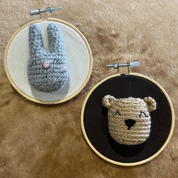 Amigurumi crochet cercle broderie tête nounours ours ou lapin