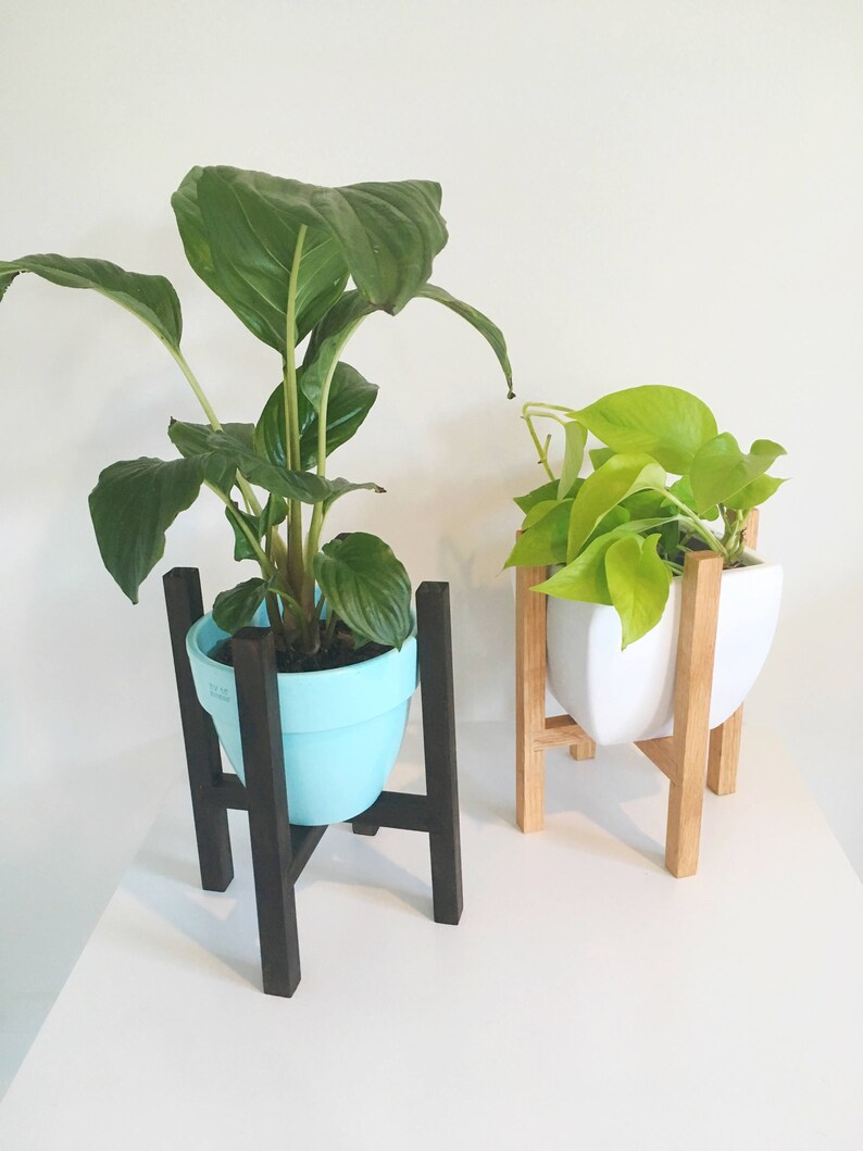 16cm Wooden Pot Plant Stand Wood Pot Plant Holder Timber Retro Mid